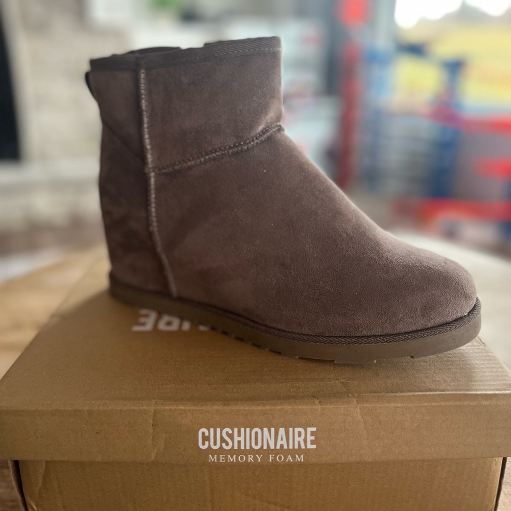 Cushionaire Memory Foam Wedge Booties